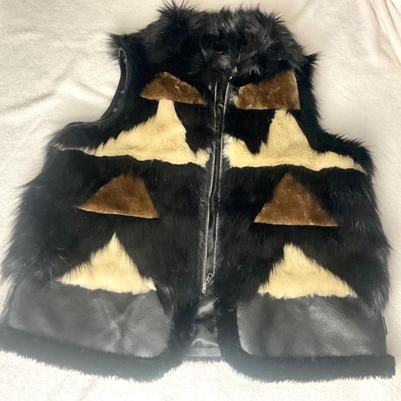DONNA SALYERS FABULOUS FURS FAUX FUR FULL ZIP MULTICOLORED VEST SIZE XL - Picture 11 of 14